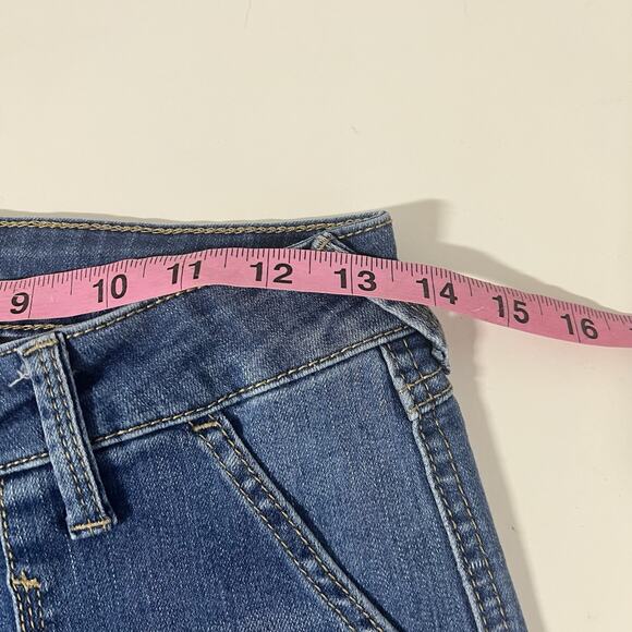 Sincerely Jules High Rise Flare Women 7/28 Raw Hem Retro Patch Pockets Stretch - Picture 9 of 11